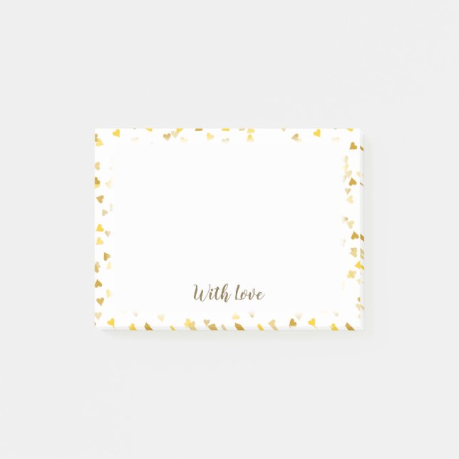 Notas Post-it® Guión con amor Corazones dorados (Anverso)