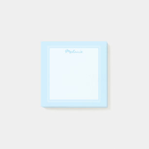 Notas Post-it® Guión de borde blanco azul claro moderno