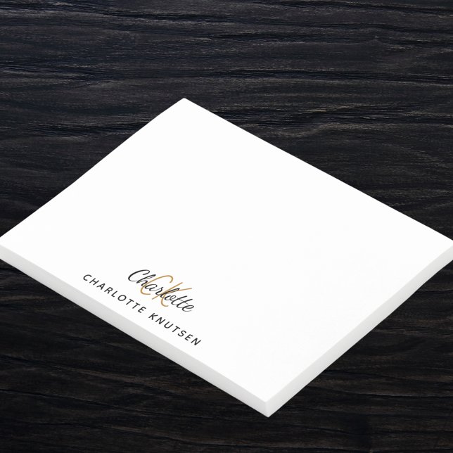 Notas Post-it® Guión de las iniciales del monograma blanco negro (Subido por el creador)