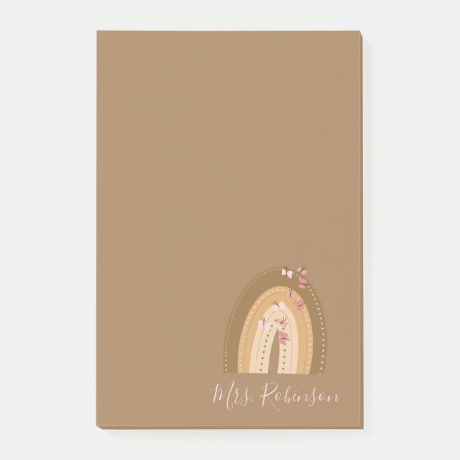Notas Post-it® Guión de Mariposas de Arcoíris Nombre del Profesor (Anverso)