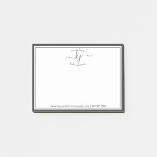 Notas Post-it® Guión De Monograma Blanco Gris Del Escritorio De L