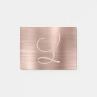 Guión de Monograma metálico con pincel de oro Rosa