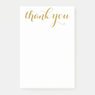 Notas Post-it® Guión de oro 'Gracias' 4 x 6