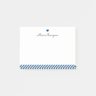 Notas Post-it® Guión moderno de Bonito con franja azul de la Mari