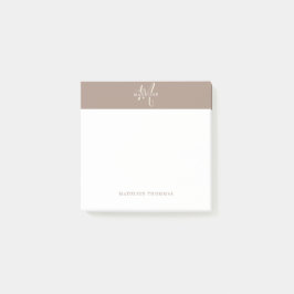 Notas Post-it® Guión monogramado de Warmth Beige