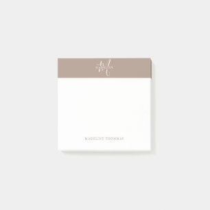 Notas Post-it® Guión monogramado de Warmth Beige
