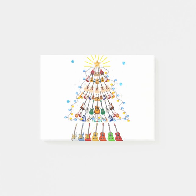 Notas Post-it® Guitar Árbol de Navidad Merry Xmas Guitar Lover (Anverso)