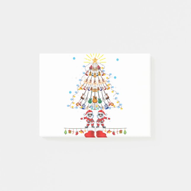 Notas Post-it® Guitar Santa Christmas Tree divertida música ama (Anverso)