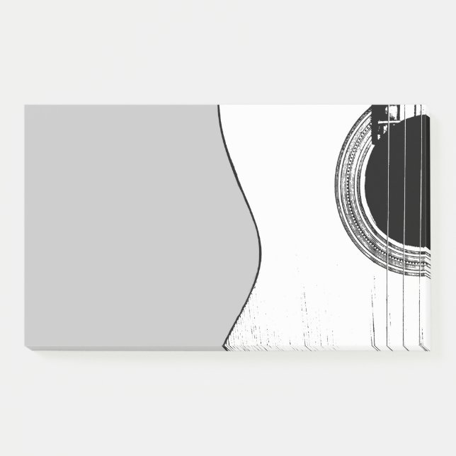 Notas Post-it® Guitarra acústica musical blanco negro (Anverso)