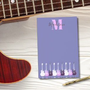 Notas Post-it® Guitarra eléctrica acústica púrpura rosa Monogram