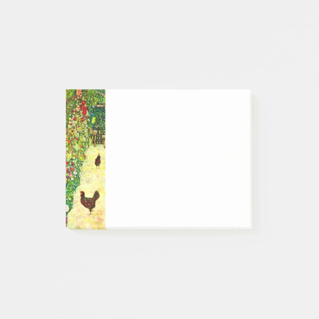 Notas Post-it® Gustav Klimt Garden con pollos (Anverso)