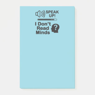 Notas Post-it® Habla fuerte: No leo mentes divertida comunicación