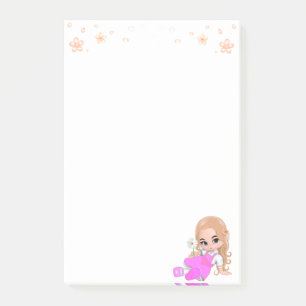 Notas Post-it® Hada linda en rosa sobre blanco
