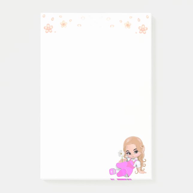 Notas Post-it® Hada linda en rosa sobre blanco (Anverso)