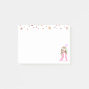 Notas Post-it® Hada linda y flores sobre blanco