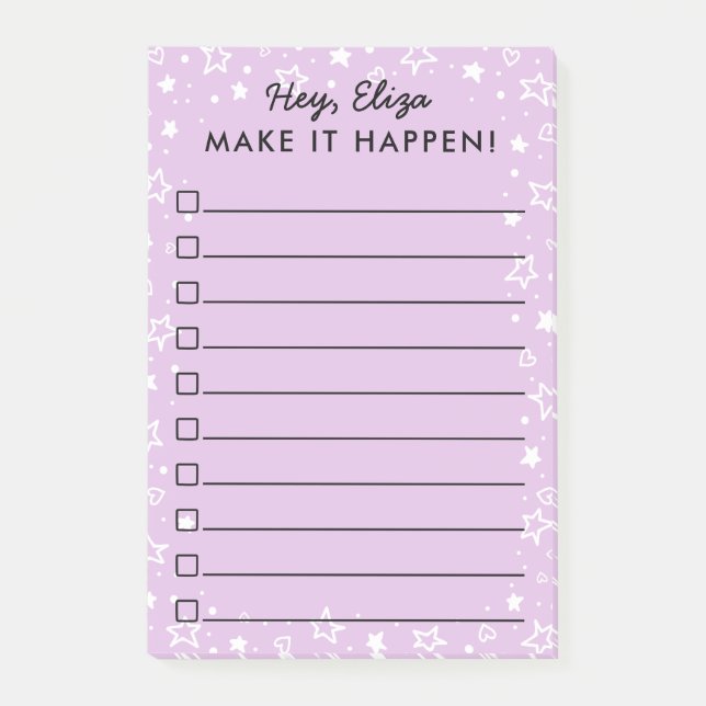 Notas Post-it® Haga que sucede los Doodles de la estrella y del (Anverso)