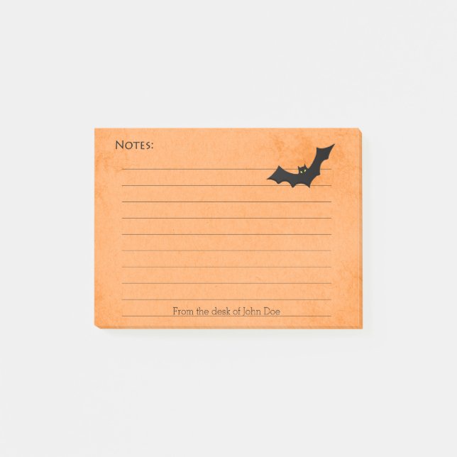 Notas Post-it® Halloween Bat Silhouette sobre Naranja - Lining (Anverso)