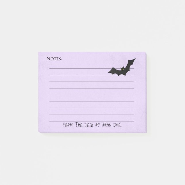 Notas Post-it® Halloween Bat Silhouette sobre Purple (Anverso)