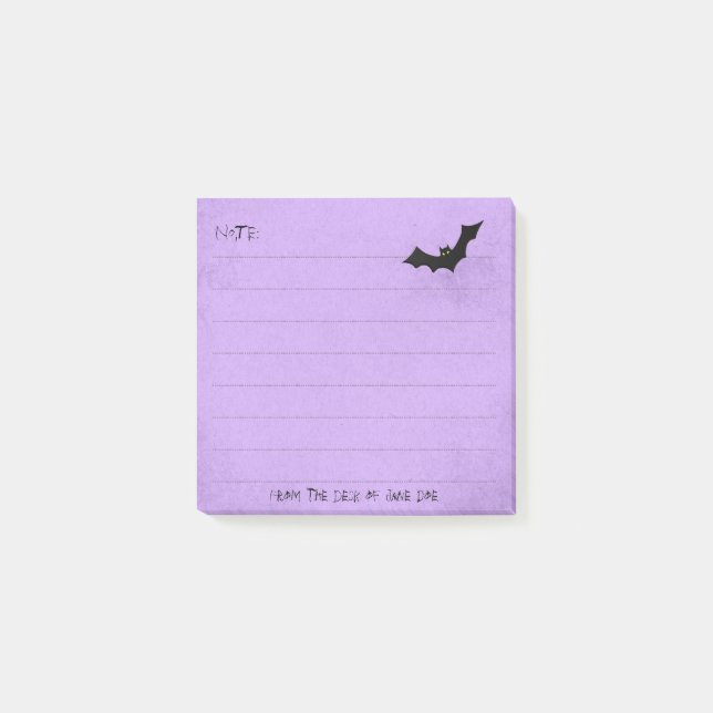 Notas Post-it® Halloween Bat Silhouette sobre Purple (Anverso)