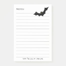 Notas Post-it® Halloween Black Bat Silhouette - Lined White Notes