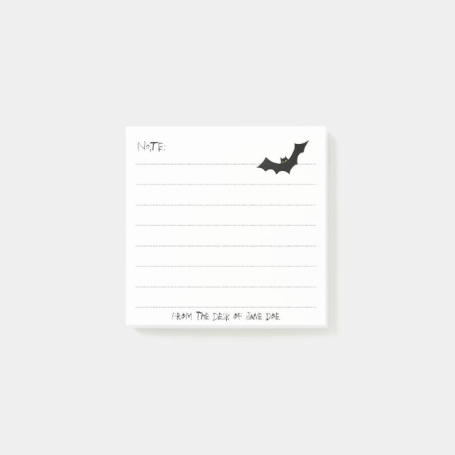 Notas Post-it® Halloween Black Bat Silhouette - Lined White Notes (Anverso)