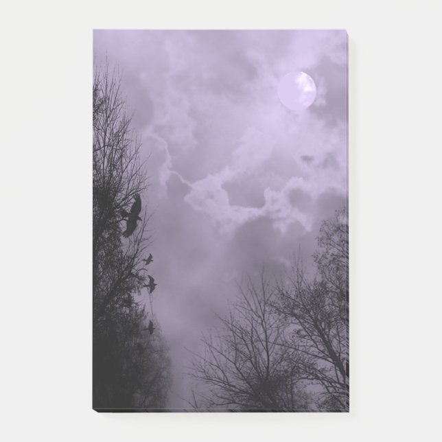 Notas Post-it® Halloween, cielo púrpura con Ravens Post-its (Anverso)