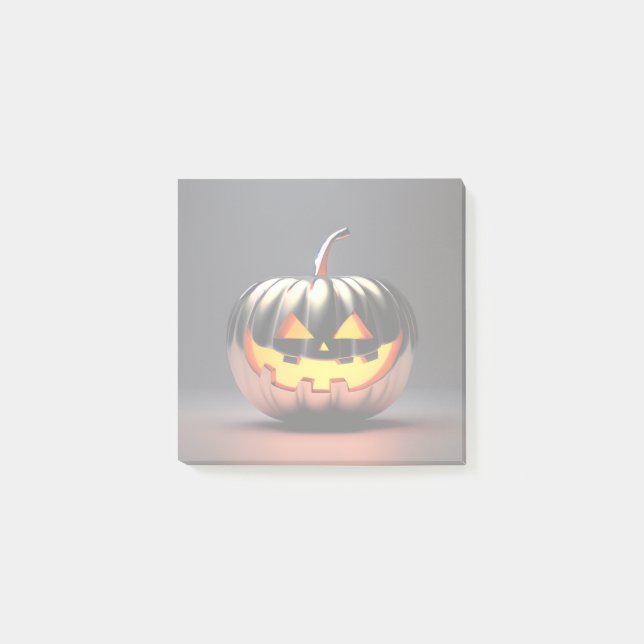 Notas Post-it® Halloween de calabaza brillante (Anverso)