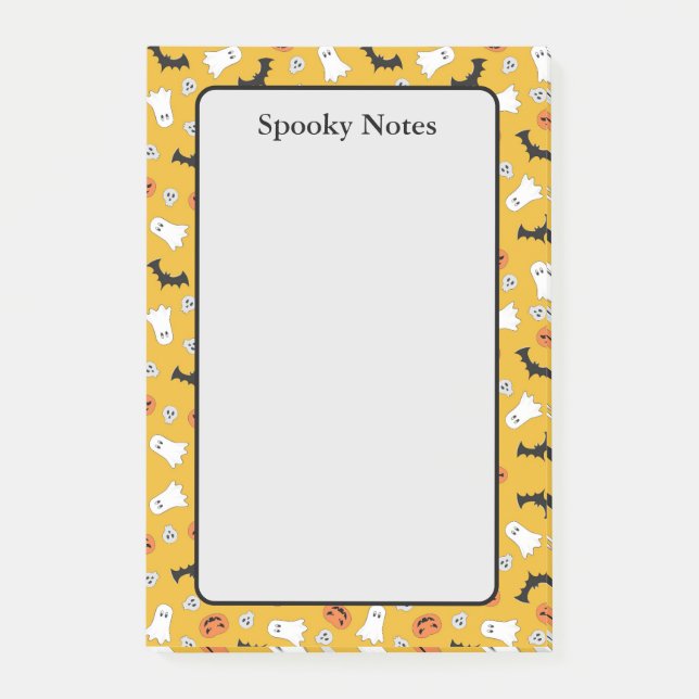 Notas Post-it® Halloween Ghosts Pumpkin Bats Yellow Notes (Anverso)