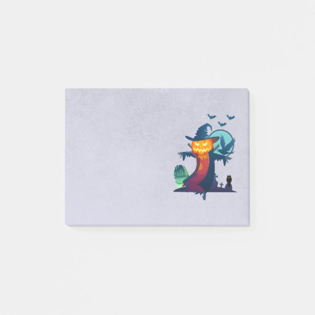 Notas Post-it® Halloween Halloween Calabaza Scarecrow Spookie (Anverso)