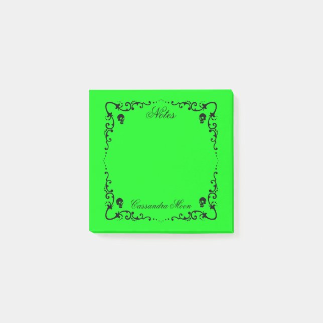 Notas Post-it® Halloween Slime Green & Black Magic Border (Anverso)