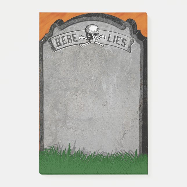 Notas Post-it® Halloween Tombstone Grave Skull Crossbone (Anverso)
