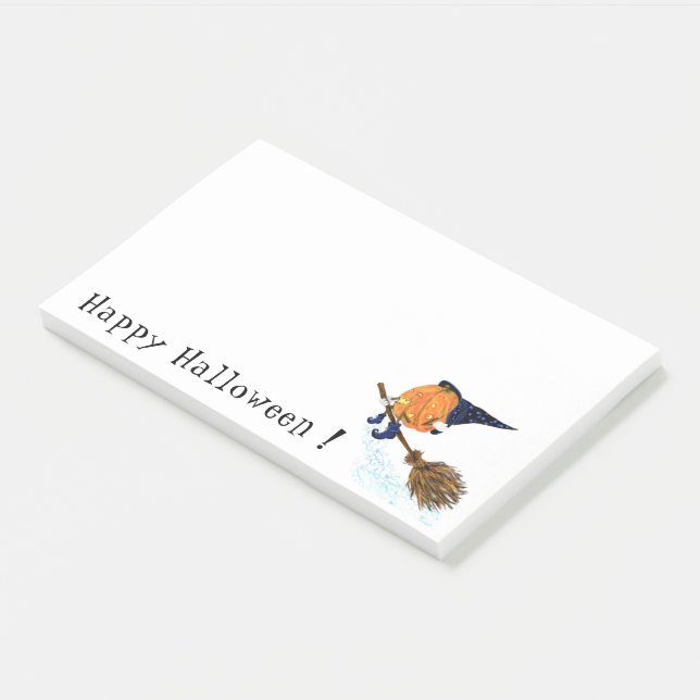 Notas Post-it® Halloween Witch Pumpkin Flying Funny (En perspectiva)