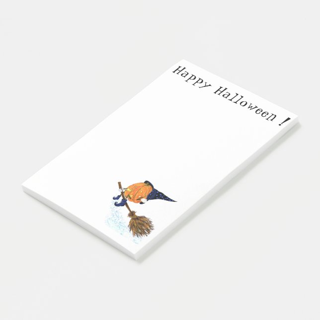 Notas Post-it® Halloween Witch Pumpkin Flying Sticky Notes (En perspectiva)