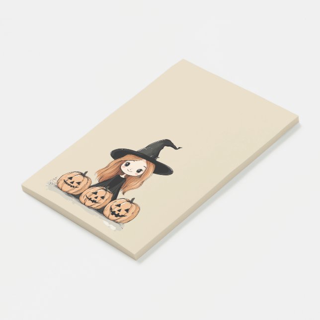 Notas Post-it® Halloween Witch Pumpkin Notes (En perspectiva)