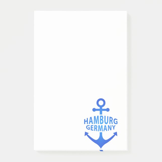 Notas Post-it® Hamburgo Alemania Diseño de Ancla Azul (Anverso)
