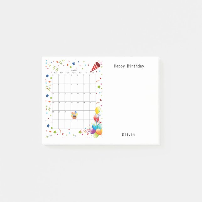 Notas Post-it® Happy Birthday June 2022 Post-it Notes (Anverso)