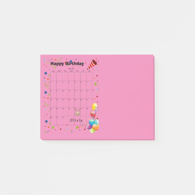 Notas Post-it® Happy Birthday May 2022 Post-it Notes (Anverso)