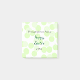 Notas Post-it® Happy Easter gray green polka dots family name