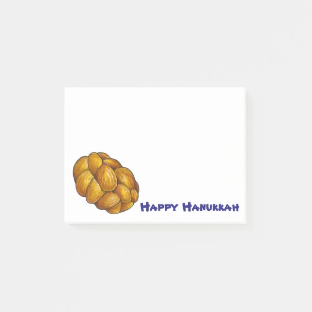 Notas Post-it® Happy Hanukkah Chanukah Challah Bread Post (Anverso)