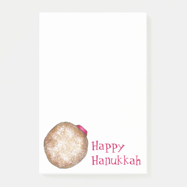Notas Post-it® Happy Hanukkah Chanukah Jelly Donut Dougnut Food (Anverso)