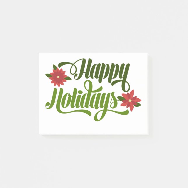 Notas Post-it® Happy Holidays Poinsettia Post It Notes (Anverso)