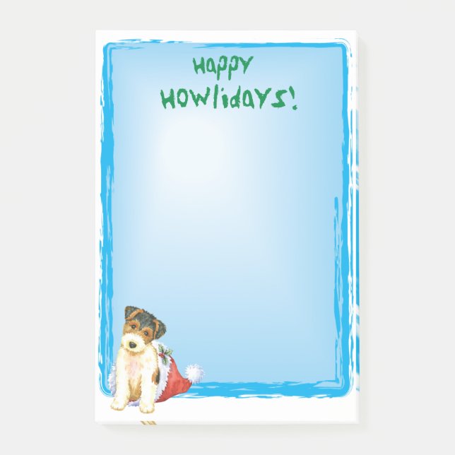 Notas Post-it® Happy Howlidays Wire Fox Terrier (Anverso)