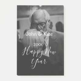 Notas Post-it® Happy new year couple photo name year black white 