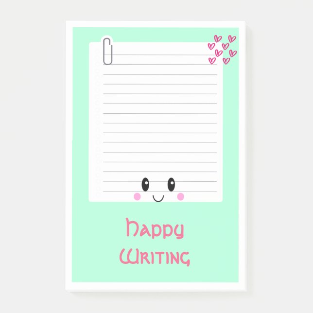 Notas Post-it® Happy Notes Green: Kawaii Post -It Notes (Anverso)