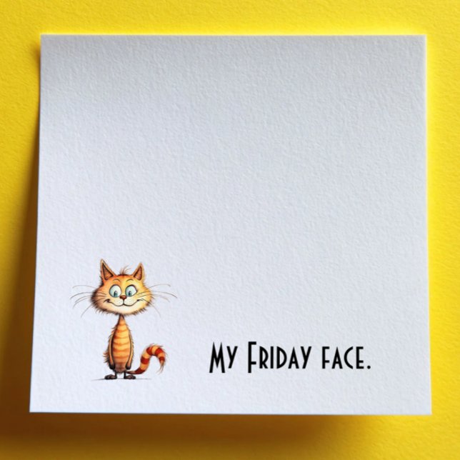 Notas Post-it® Happy Orange Cartoon Cat My Friday Face (Subido por el creador)