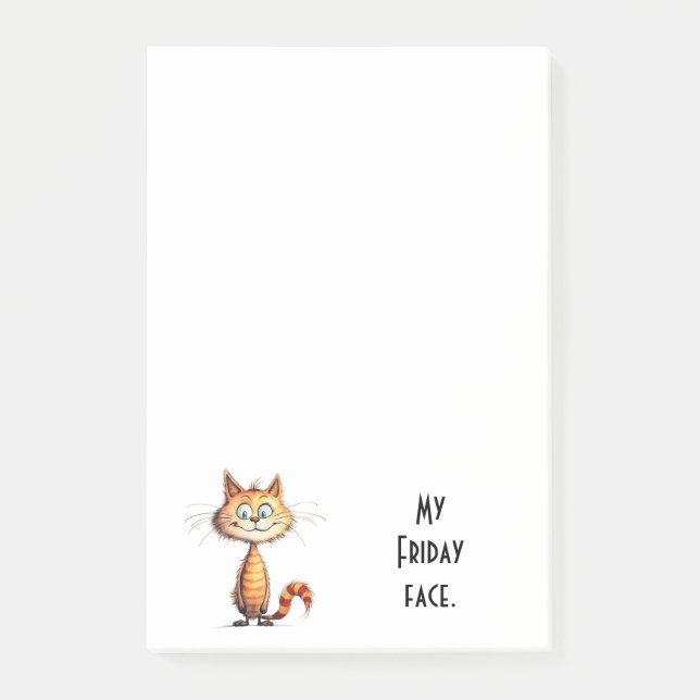 Notas Post-it® Happy Orange Cartoon Cat My Friday Face (Anverso)