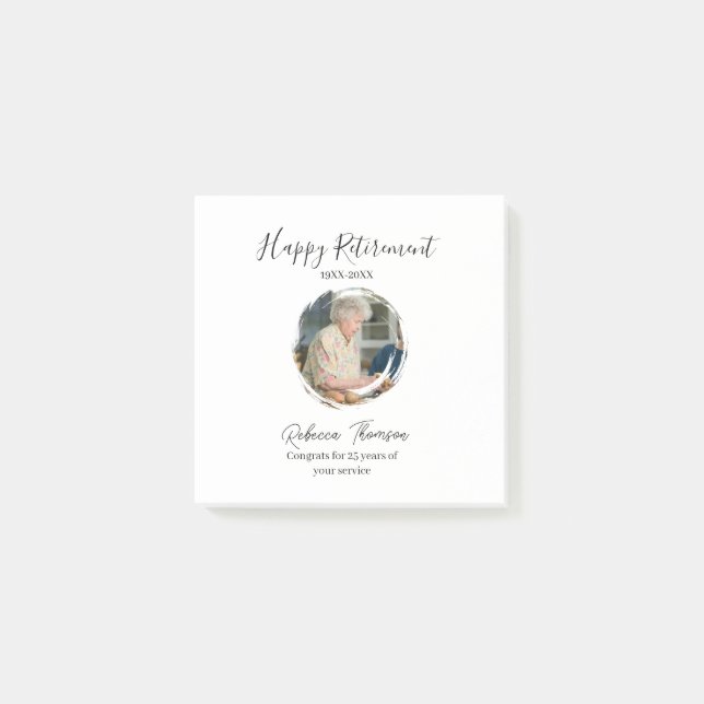 Notas Post-it® Happy retirement year name circle photo retired (Anverso)