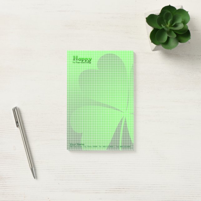 Notas Post-it® Happy St Patrick's Day Clover Corporate NP (Oficina)