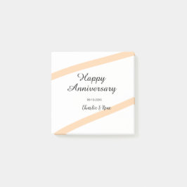 Notas Post-it® Happy wedding anniversary orange pastel lines name