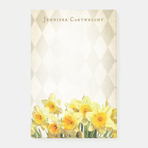 Notas Post-it® Harlequin amarillo 4 x 6 cones monograma del oro
